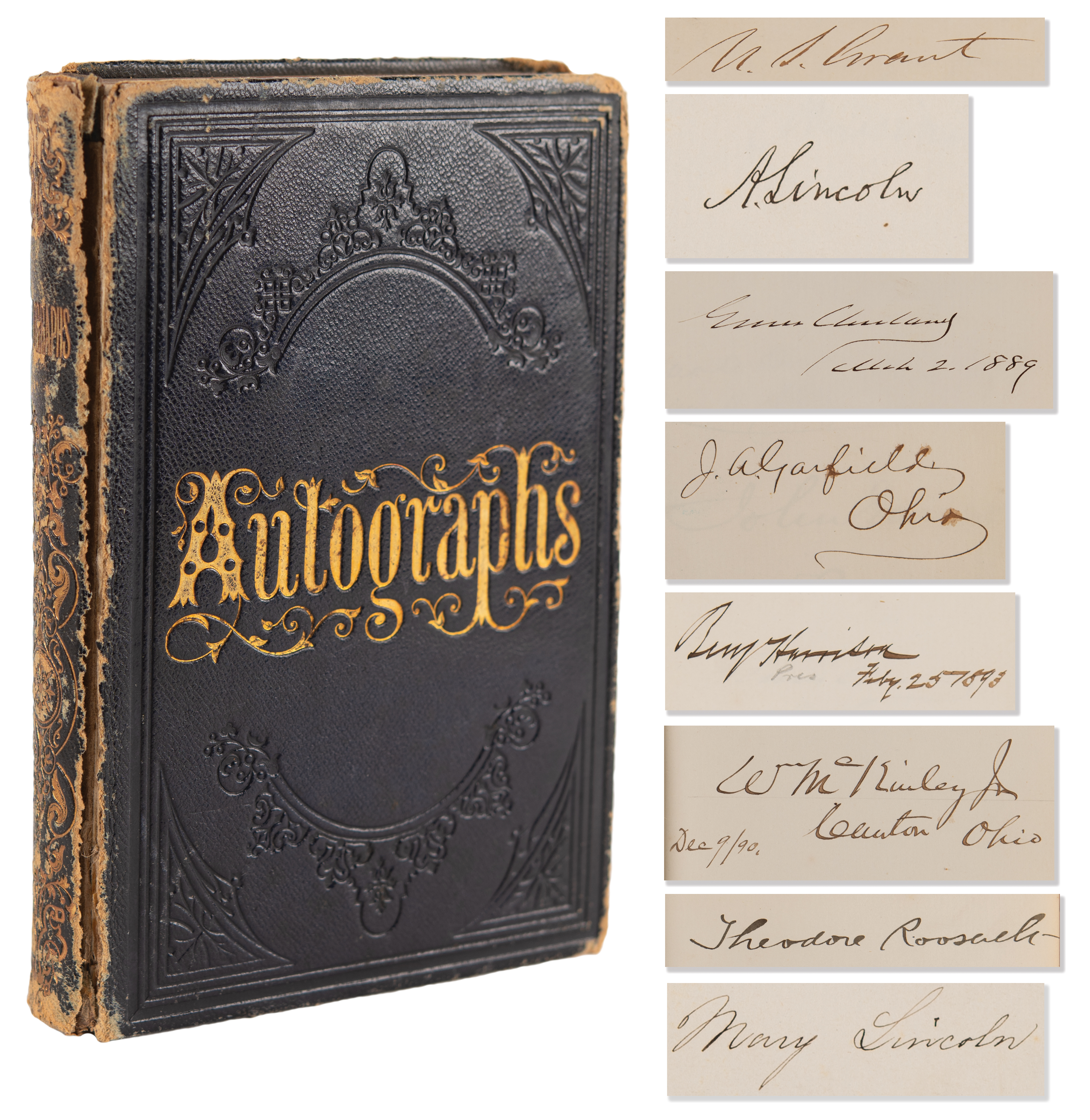 Lot #5024 American Presidents (7) Multi-Signed Autograph Book Dated from 1864 to 1909, Highlighted by the Rare Dual Signatures of Abraham and Mary Lincoln - Image 1