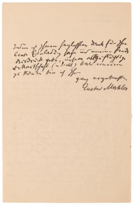 Lot #5073 Gustav Mahler Autograph Letter Signed, Accepting an Invitation to Perform a Symphony - Image 2