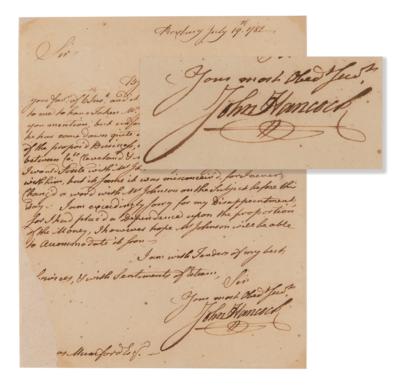 Lot #5004 John Hancock Revolutionary War-Dated Autograph Letter Signed as Governor of Massachusetts - Image 1