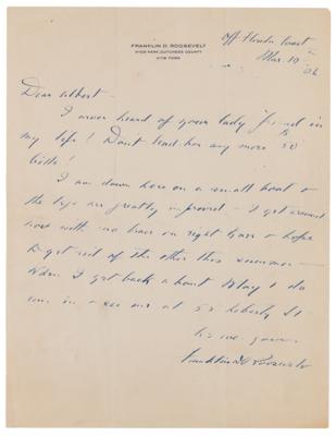 Lot #5031 Franklin D. Roosevelt Autograph Letter Signed on Polio Recovery: "The legs are greatly improved. I get around now with no brace on right knee" - Image 1