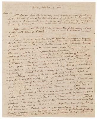 Lot #5008 John Adams Autograph Letter Signed on Classical Education and American Politics: "Our People are the shrewdest and most sagacious, that I know: but yet they are so easily deceived" - Image 2