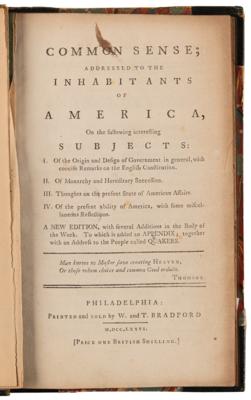 Lot #5001 Thomas Paine: 1776 Philadelphia Edition of Common Sense, Published by W. and T. Bradford - Image 2