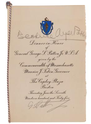 Lot #5068 George S. Patton Signed Homecoming Copley Plaza (Boston) Dinner Program - June 7, 1945 - Image 2