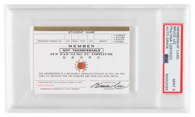 Lot #5094 Bruce Lee Signed Membership Card for the