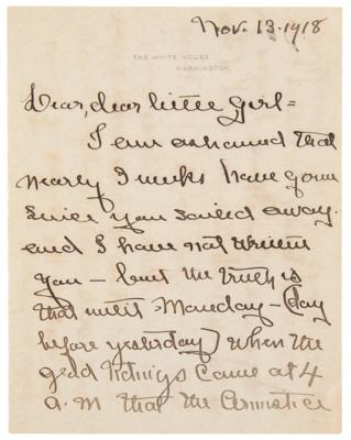 Lot #5030 Woodrow Wilson: Family Correspondence Archive with President Wilson's 1917 'War Message' Cue Cards, Letters by Woodrow Wilson, Edith Bolling Wilson, and Others - 125+ Pieces - Image 7