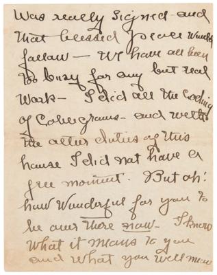 Lot #5030 Woodrow Wilson: Family Correspondence Archive with President Wilson's 1917 'War Message' Cue Cards, Letters by Woodrow Wilson, Edith Bolling Wilson, and Others - 125+ Pieces - Image 8