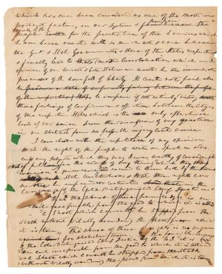 Lot #6 William Henry Harrison Handwritten Manuscript on Rights and Slavery - Image 4