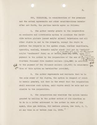 Lot #569 Ernest Hemingway Document Signed for The Sun Also Rises Motion Picture Rights - Image 3