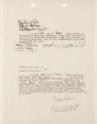 Lot #569 Ernest Hemingway Document Signed for The Sun Also Rises Motion Picture Rights - Image 5