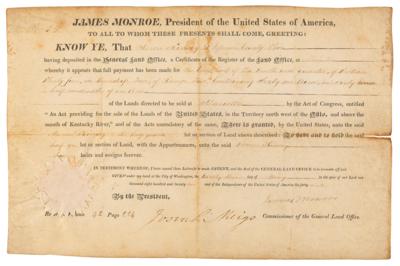 Lot #93 James Monroe Document Signed as President - Image 1