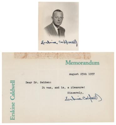 Lot #592 Erskine Caldwell Signed Photograph and Typed Letter Signed - Image 1