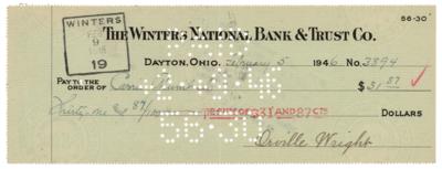 Lot #380 Orville Wright Signed Check