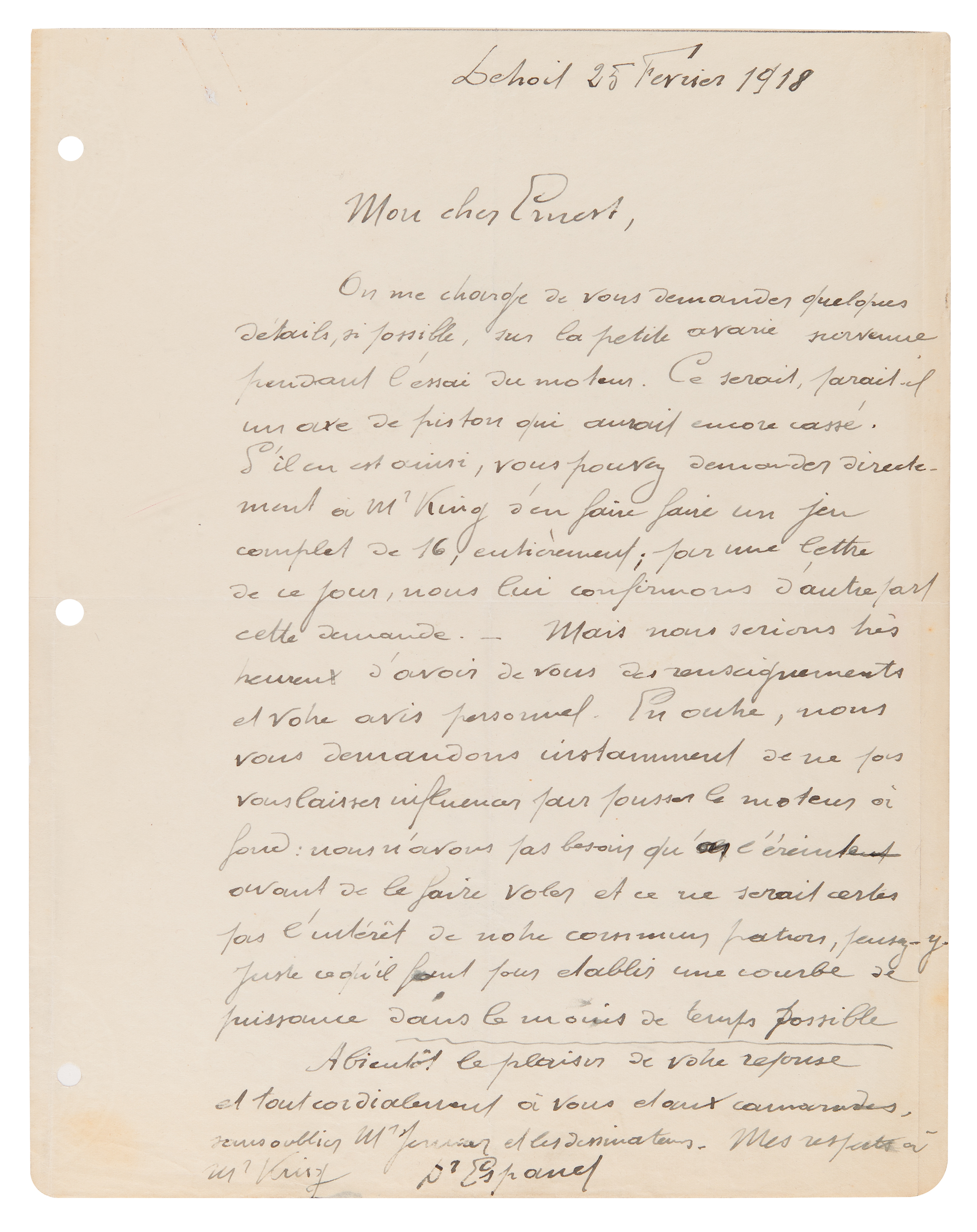 Lot #184 Ettore Bugatti Archive: Typed Letter Signed on 500-HP, 16-Cylinder Engine, with Photographs and Supplements - Image 8