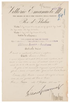 Lot #302 Benito Mussolini and Vittorio Emanuele III Document Signed - Image 1