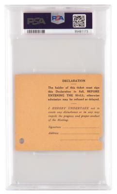 Lot #196 Albert Einstein: 1933 Royal Albert Hall Ticket Stub - His Last Public Appearance in Europe - PSA NM 7 - Image 2