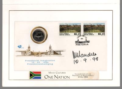 Lot #295 Nelson Mandela Signed Inaugural Cover - Image 1