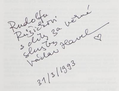 Lot #271 Vaclav Havel Signed Book - Dear Citizen: Speeches, July 1990–July 1992 - Image 2