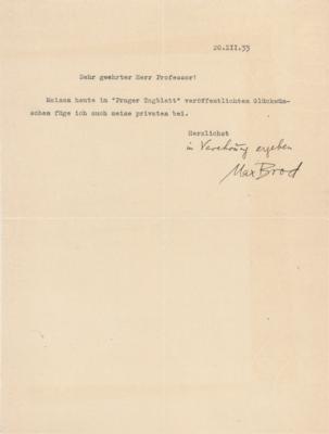 Lot #586 Max Brod Typed Letter Signed - Image 1