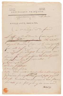 Lot #340 Napoleon Letter Signed from Cairo, Egypt - Days Before the French Discovery of the Rosetta Stone - Image 1