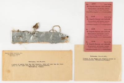 Lot #376 Graf Zeppelin Skin Artifact and Hangar Tickets - Image 1