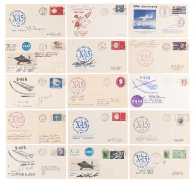 Lot #499 X-Plane Pilots (15) Signed Commemorative Covers with Yeager, Crossfield, and Thompson - Image 1