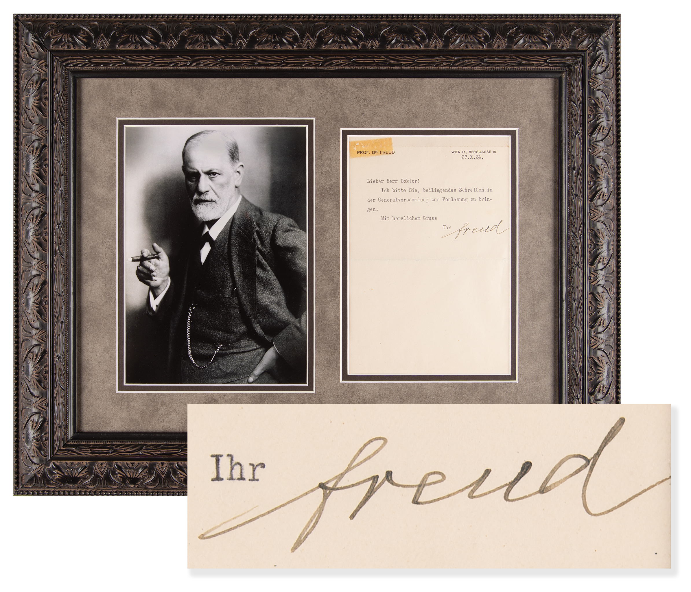 Lot #205 Sigmund Freud Typed Letter Signed