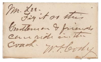 Lot #220 William F. 'Buffalo Bill' Cody Signed Personal Calling Card - Image 1