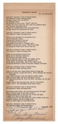 Lot #908 Jay Silverheels Signed Poem - Image 1