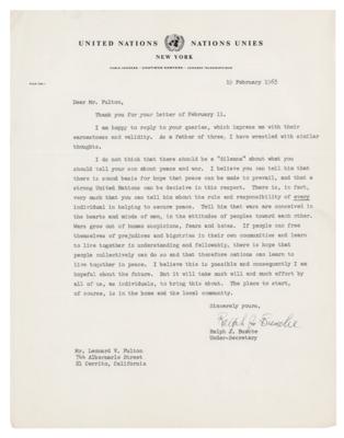 Lot #239 Ralph Bunche Typed Letter Signed on Peace and War - Image 1