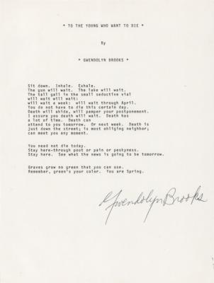 Lot #587 Gwendolyn Brooks Signed Souvenir Typescript - Image 1