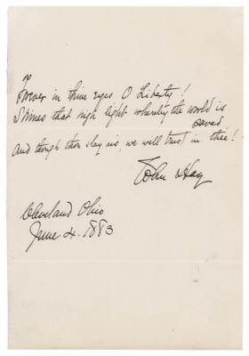 Lot #272 John Hay Autograph Quotation Signed: "Forever in thine eyes O Liberty!" - Image 1