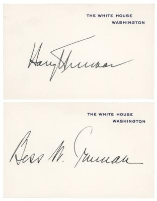 Lot #117 Harry and Bess Truman (2) Signed White House Cards - Image 1