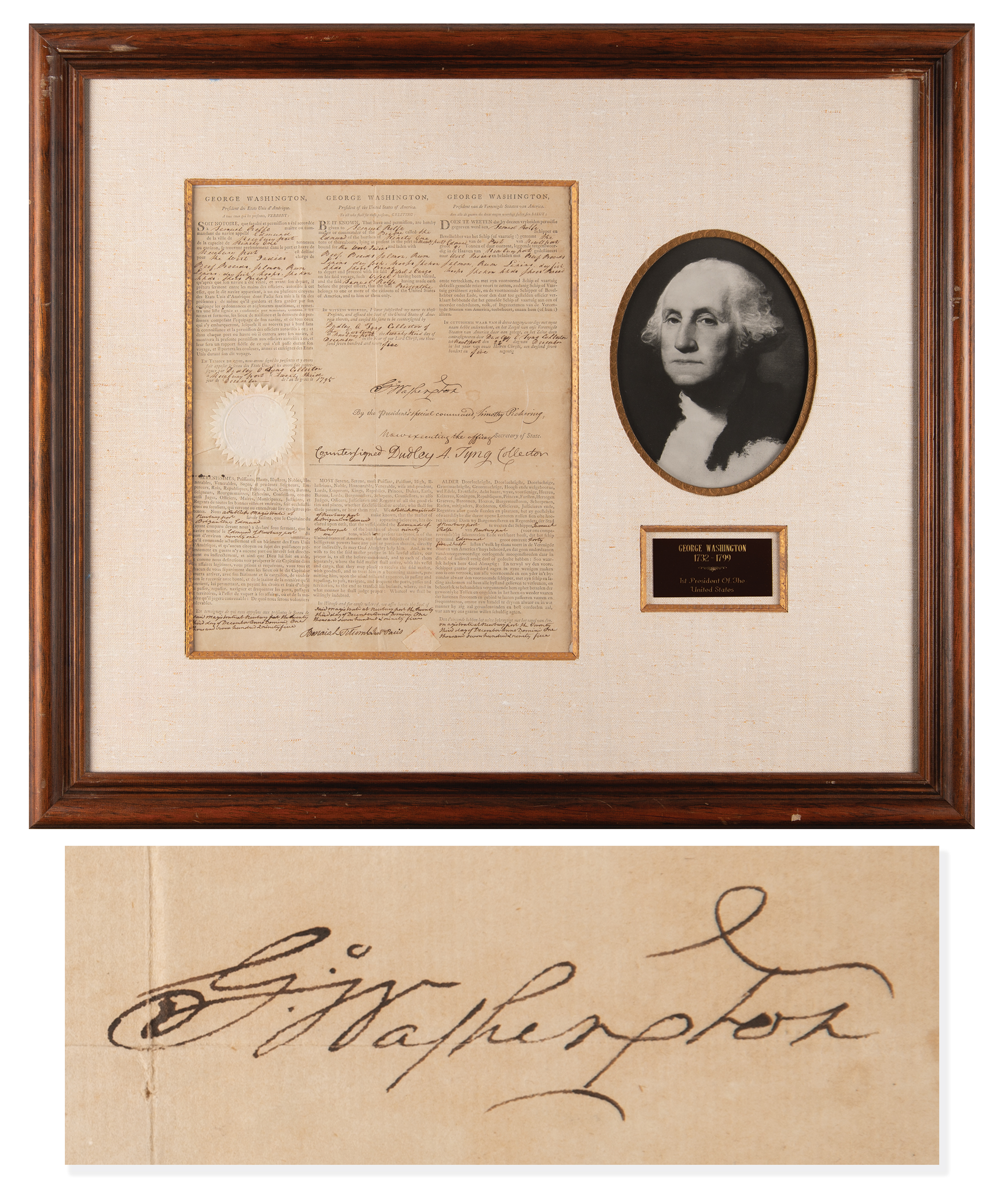 Lot #1 George Washington Document Signed as President - Ship's Papers for a West Indies Trade Mission - Image 1