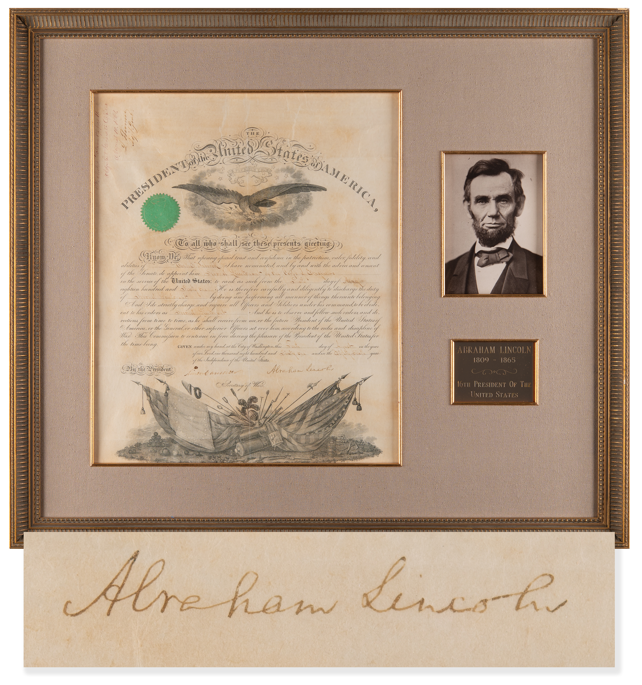 Lot #10 Abraham Lincoln Document Signed as