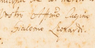 Lot #573 Giacomo Leopardi Autograph Letter Signed on Poetry, Sending His "Poor Verses" to a Cousin - Image 3