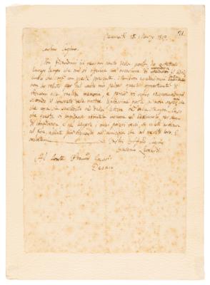 Lot #573 Giacomo Leopardi Autograph Letter Signed on Poetry, Sending His "Poor Verses" to a Cousin - Image 4