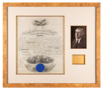 Lot #142 Woodrow Wilson Document Signed as President - Image 1