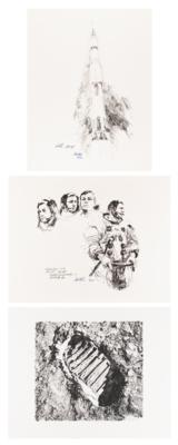 Lot #412 Apollo 11: Paul Calle Signed Suite of (3) Lithographs - 'Suiting Up' (Ltd. Ed #149/250) - Image 1