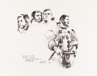 Lot #412 Apollo 11: Paul Calle Signed Suite of (3) Lithographs - 'Suiting Up' (Ltd. Ed #149/250) - Image 4