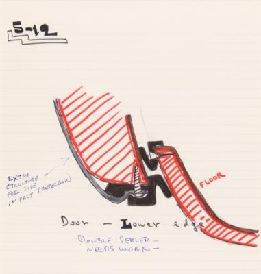 Lot #259 John DeLorean Original Car Door Concept Sketch - Image 2