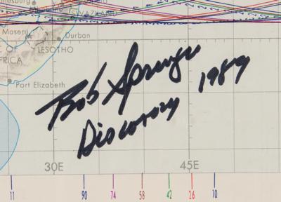 Lot #483 Space Shuttle Mission and Groundtrack Charts (7) Signed by Astronauts, with Crippen, Lousma, and Springer - Image 6