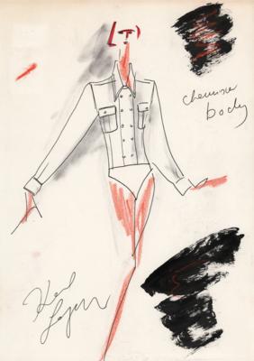 Lot #507 Karl Lagerfeld Rare Original Fashion Design Sketch - Image 1