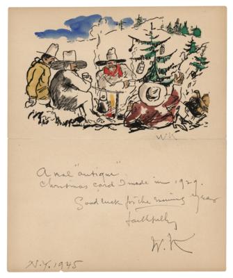 Lot #521 Walt Kuhn Signed Christmas Card - Image 1