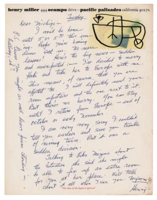 Lot #611 Henry Miller Autograph Letter Signed - Image 1