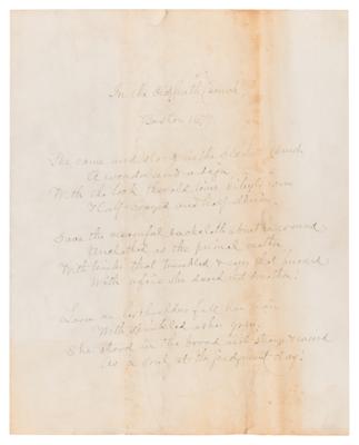 Lot #577 John Greenleaf Whittier Handwritten Poem - 'In the Old South Church, Boston 1677' - Image 2