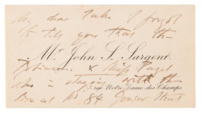 Lot #527 John Singer Sargent Autograph Letter Signed - Image 1