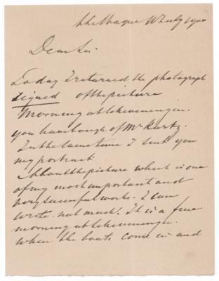 Lot #522 Hendrik Willem Mesdag Autograph Letter Signed - Image 2