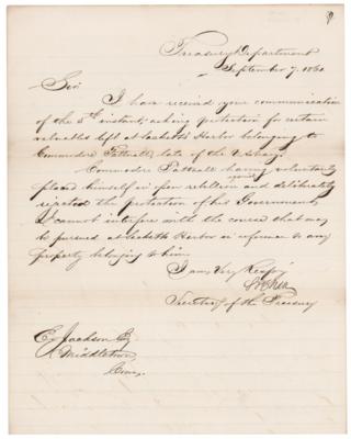 Lot #246 Salmon P. Chase War-Dated Letter Signed as Secretary of the Treasury - Image 1