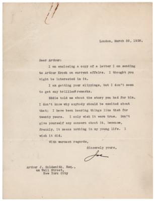 Lot #285 Joseph P. Kennedy Typed Letter Signed as