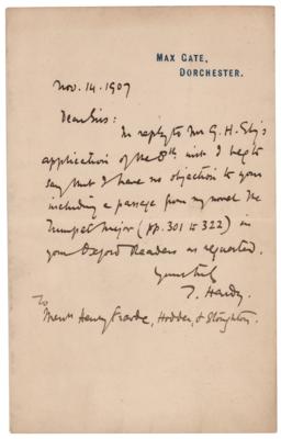 Lot #603 Thomas Hardy Autograph Letter Signed - Image 1